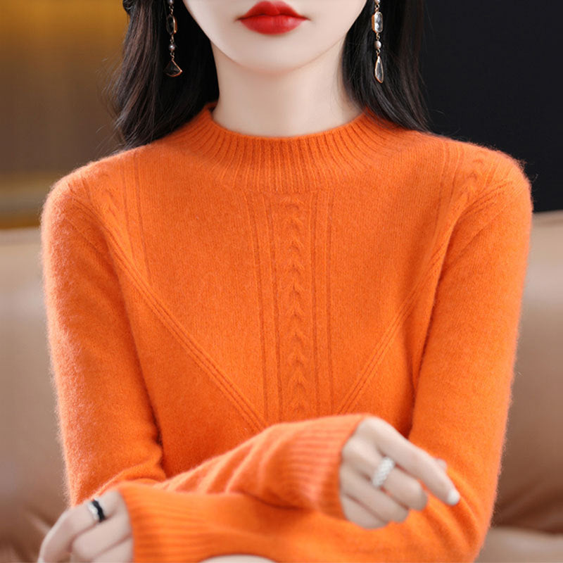 Womens Fashionable Versatile Loose-fitting Mock-neck Sweater