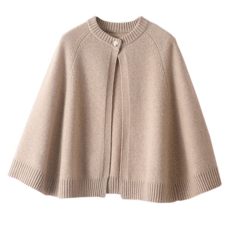 Wool Large Cape Warm Knitted Outerwear Cloak Shawl