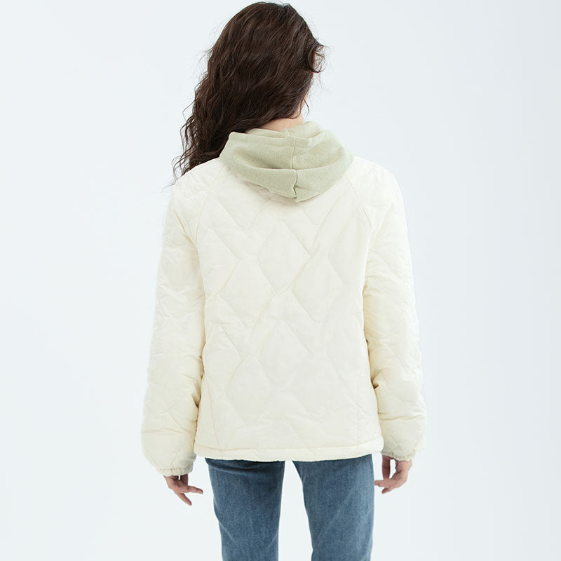 Diamond-quilted Lightweight Down Jacket For Women Short Style