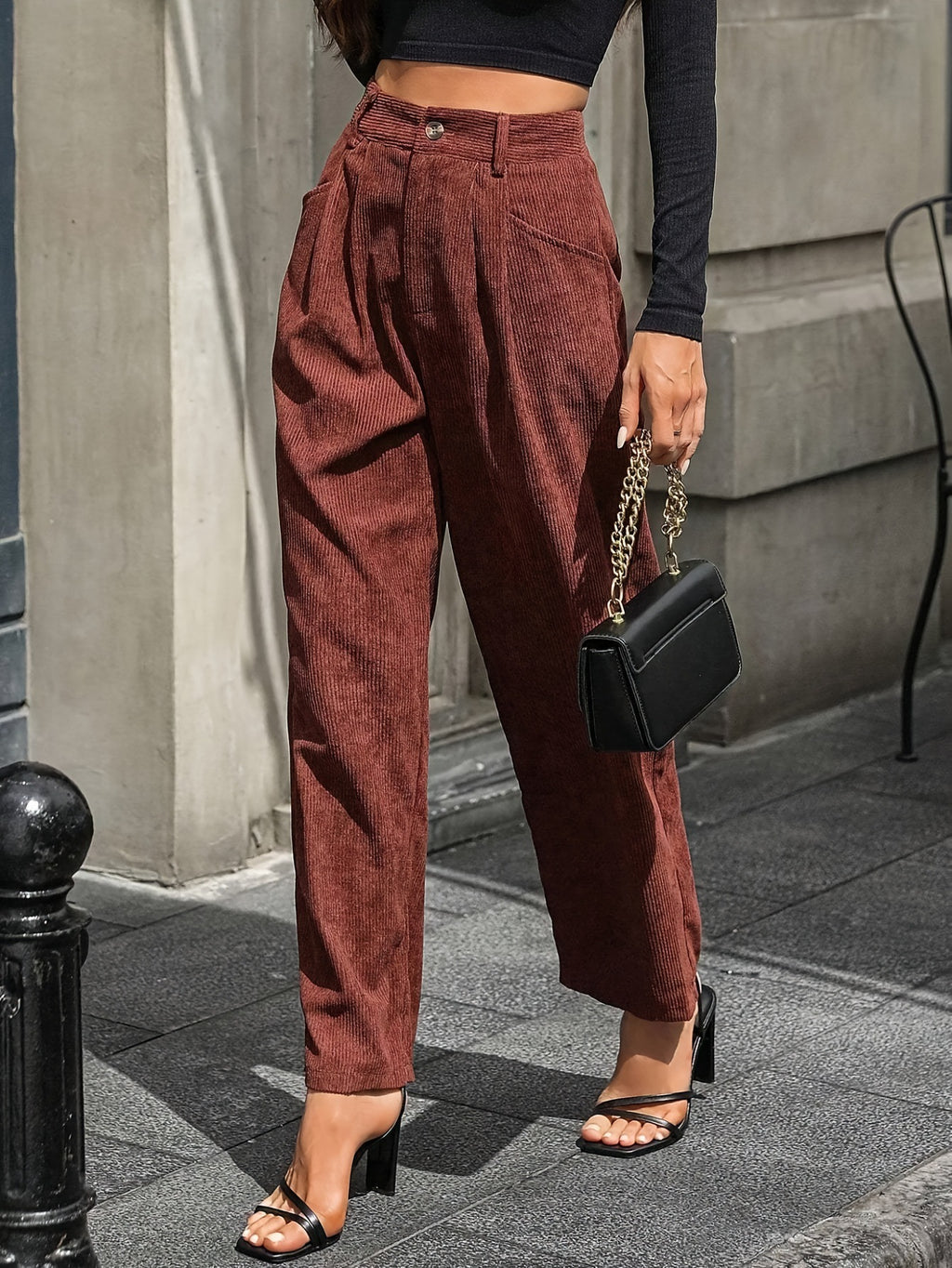 Retro Corduroy Harem Pants Womens AutumnWinter Elastic Waist
