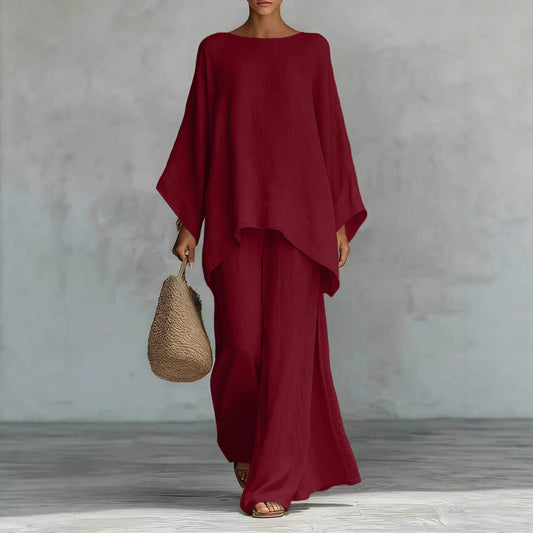Women's Loose Shirt And Wide-Leg Pants Set