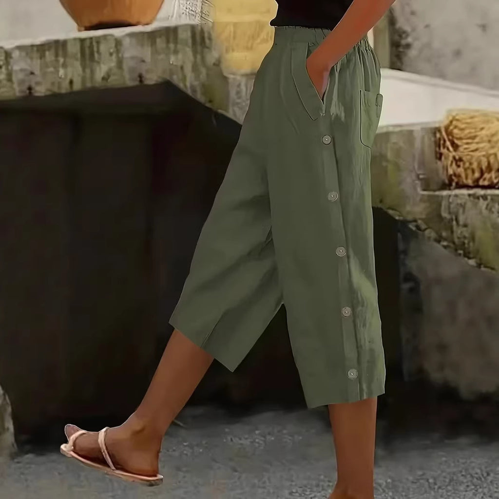 Solid-color High-waist Casual Pants Womens Loose-fitting And Versatile