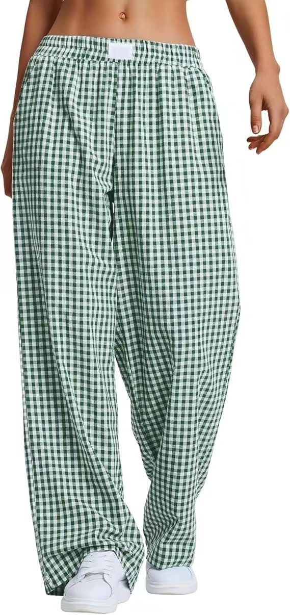 Plaid Casual Fashionable Lounge With Pockets Long Pants