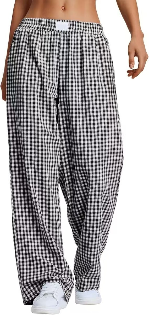 Plaid Casual Fashionable Lounge With Pockets Long Pants