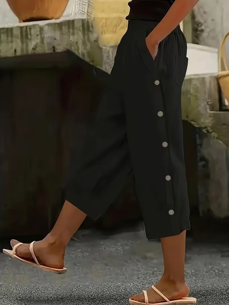 Solid-color High-waist Casual Pants Womens Loose-fitting And Versatile