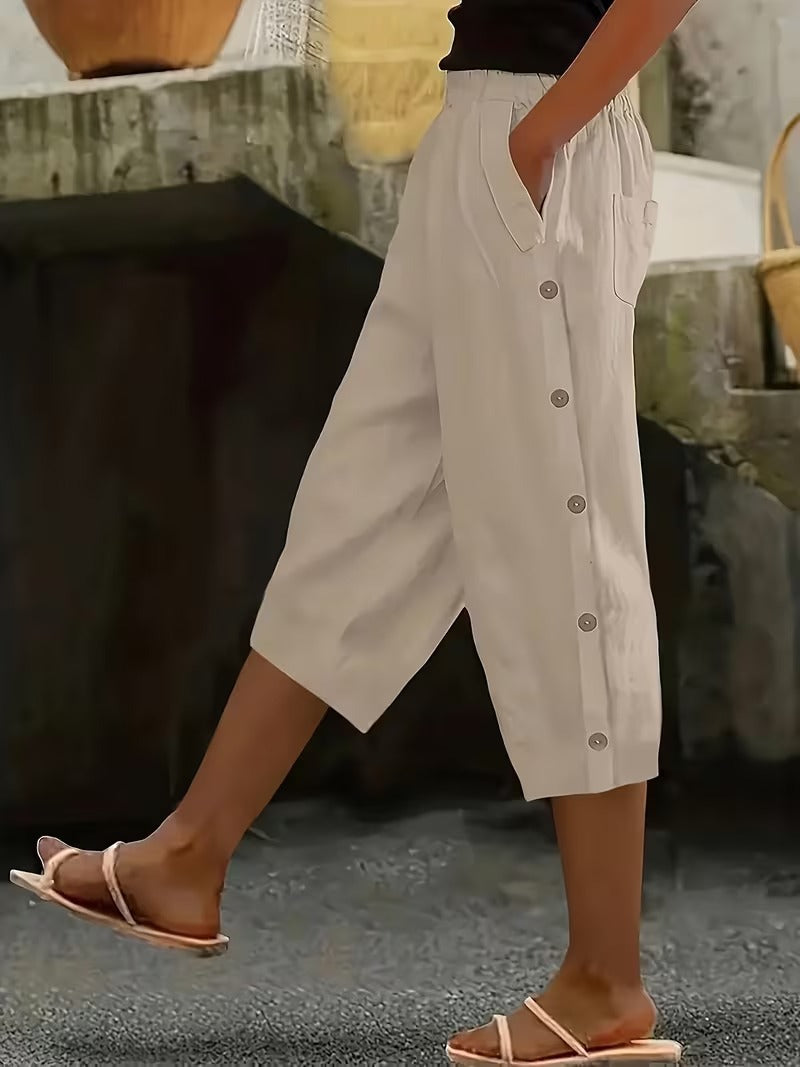 Solid-color High-waist Casual Pants Womens Loose-fitting And Versatile
