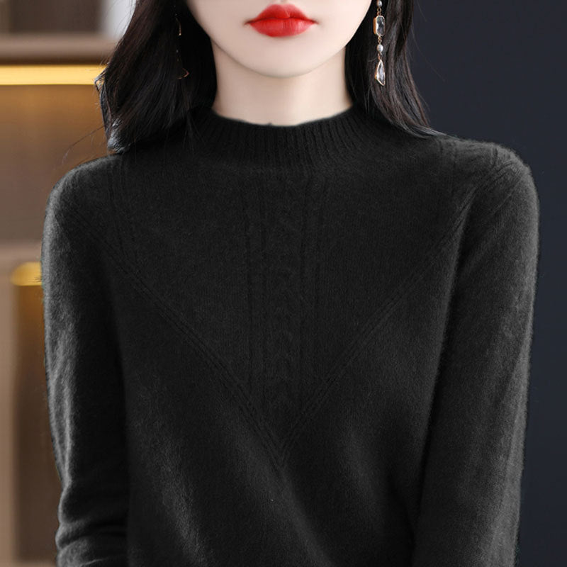 Womens Fashionable Versatile Loose-fitting Mock-neck Sweater