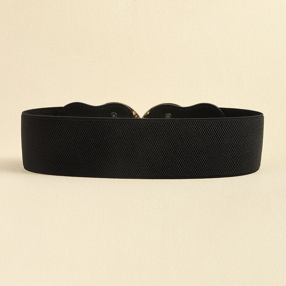 Women's Wide Belt with elastic metal circle detail