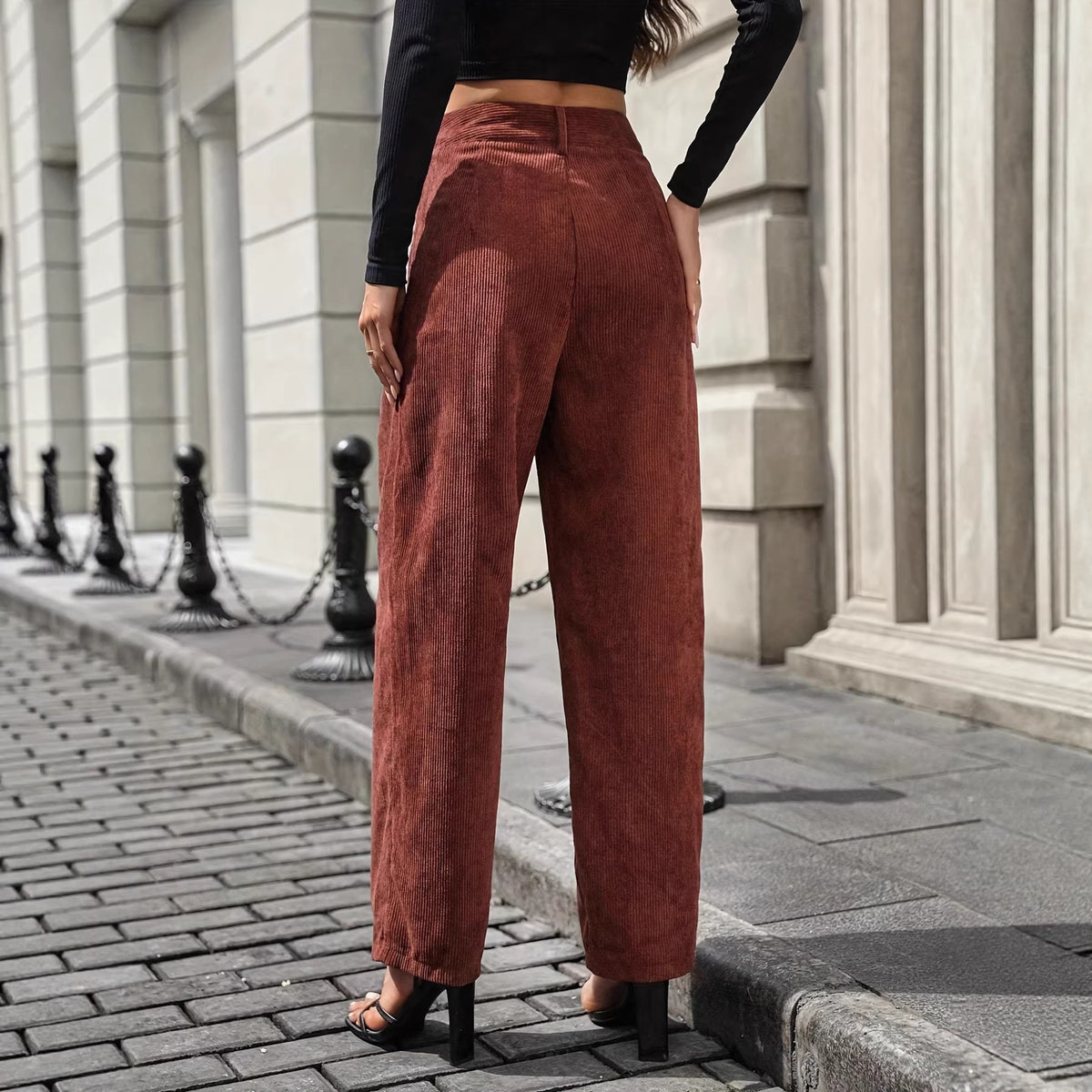 Retro Corduroy Harem Pants Womens AutumnWinter Elastic Waist