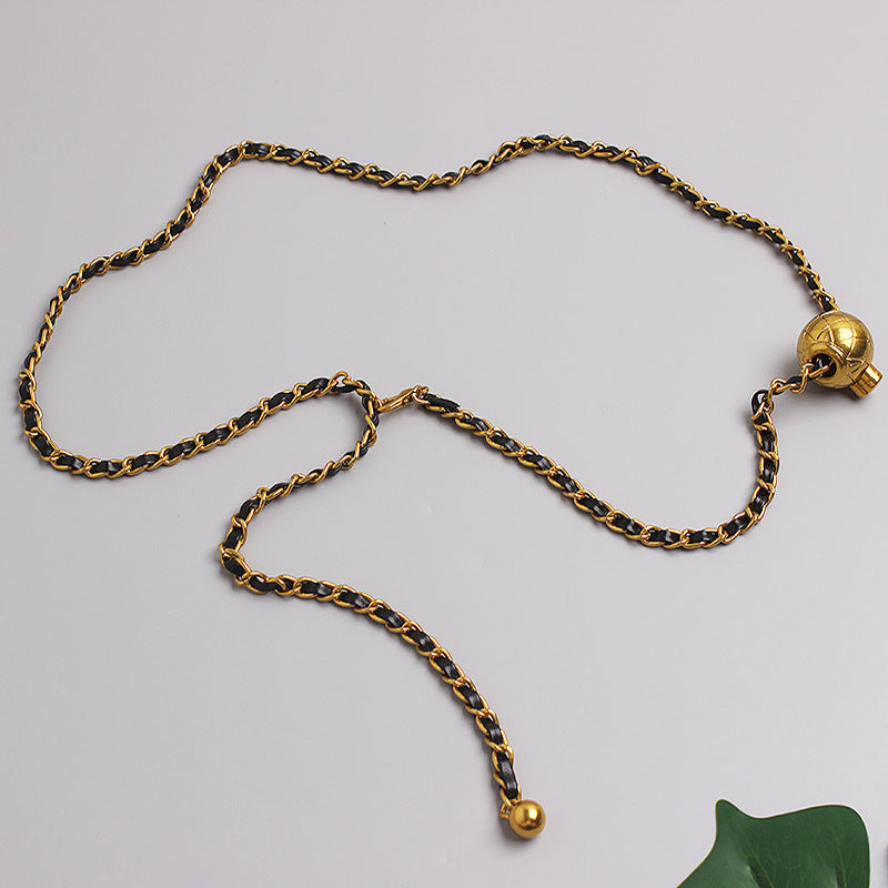 Small Golden Ball Waist Chain – Adjustable Retro Belt