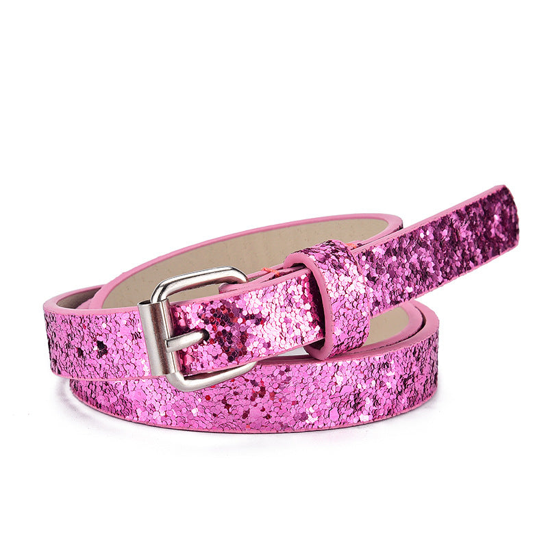 Ladies Kids Heart Glitter Belt Fashion Accessory