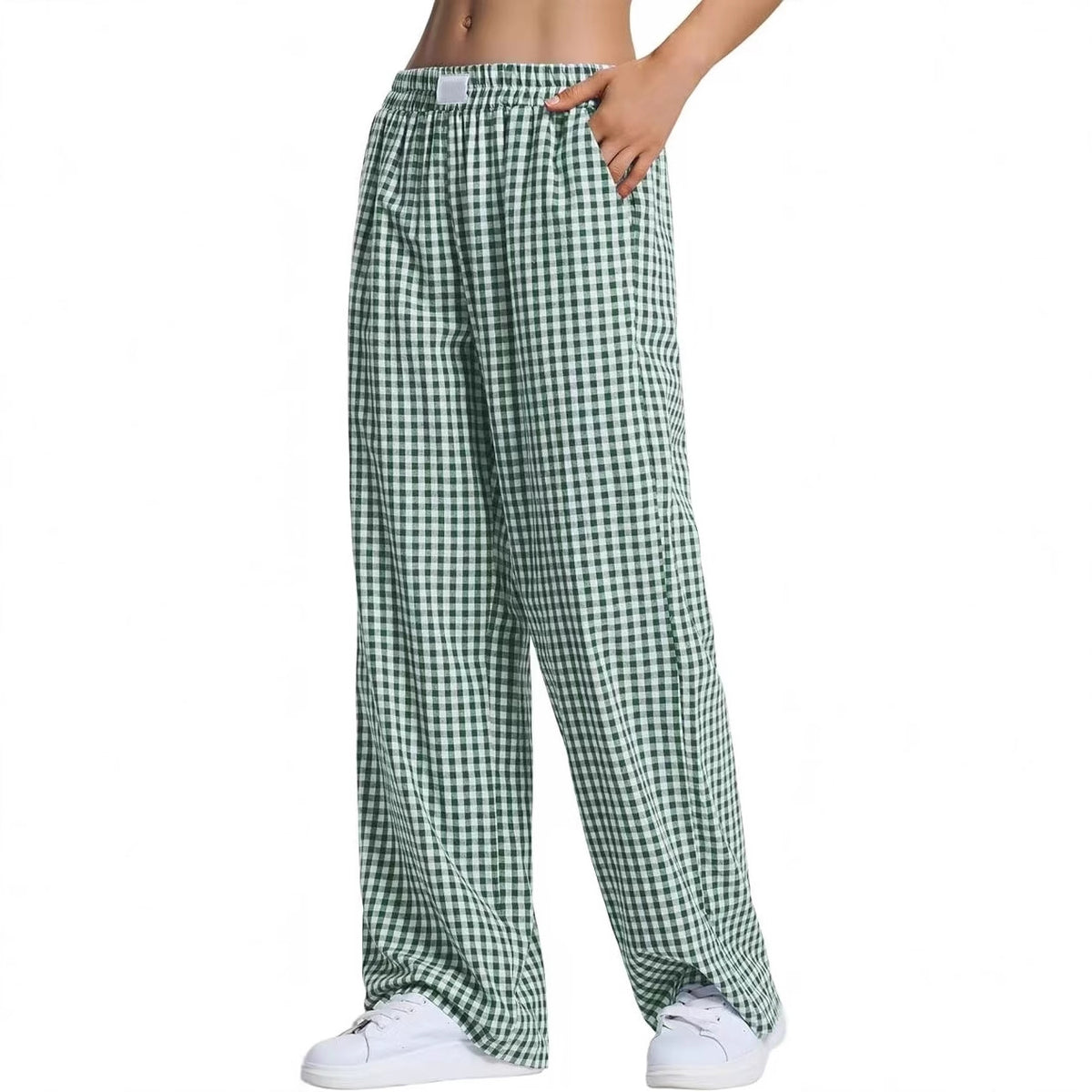 Plaid Casual Fashionable Lounge With Pockets Long Pants
