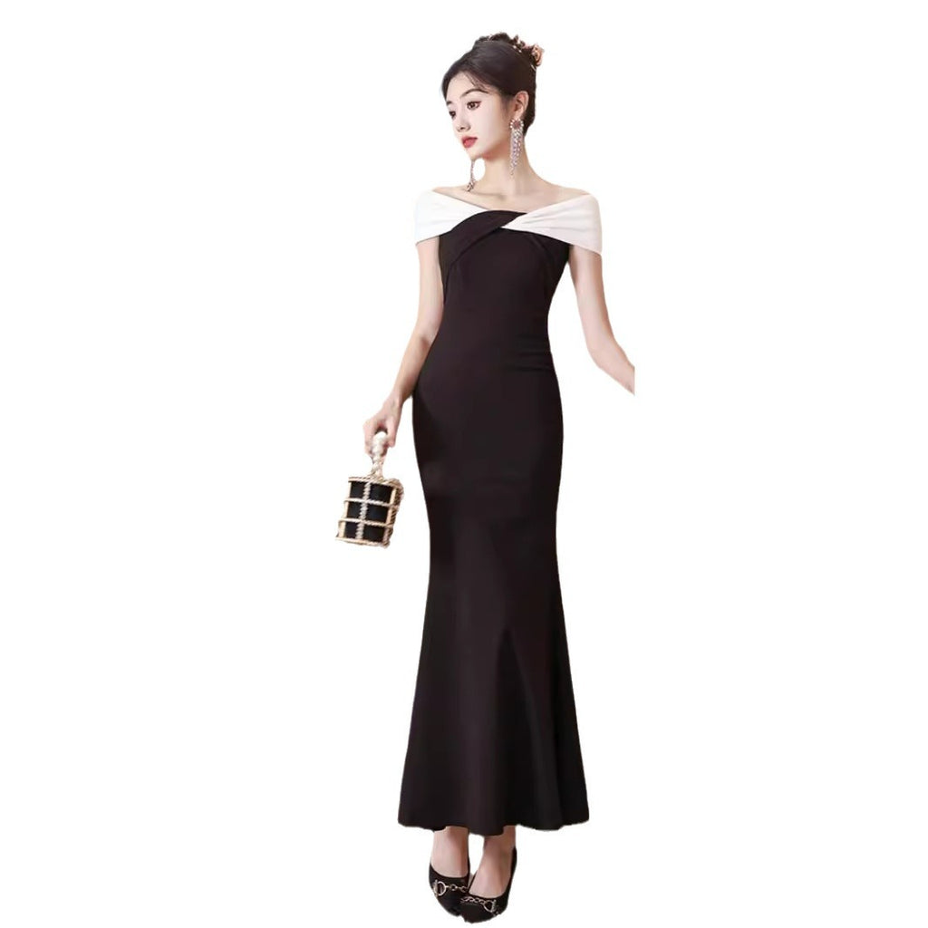 Elegant Off-shoulder Evening Gown With A Feminine Touch