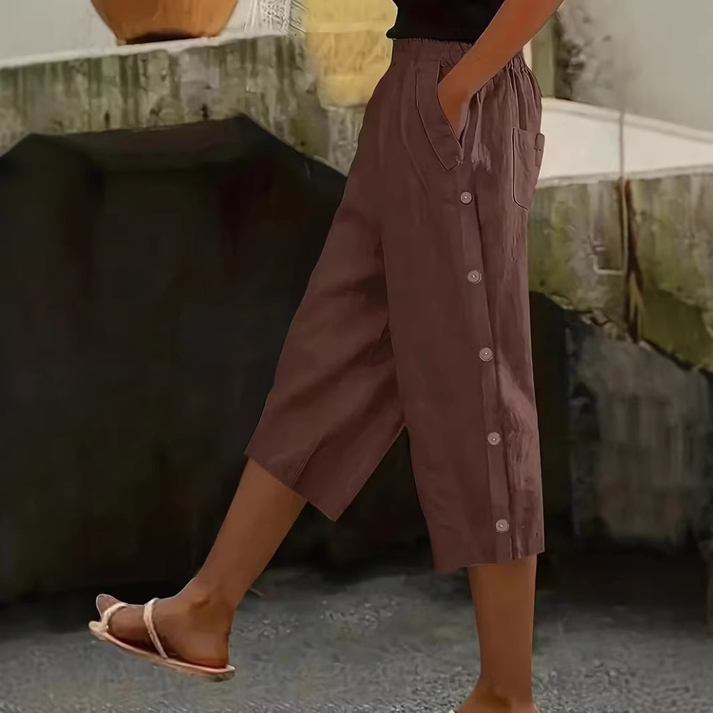 Solid-color High-waist Casual Pants Womens Loose-fitting And Versatile