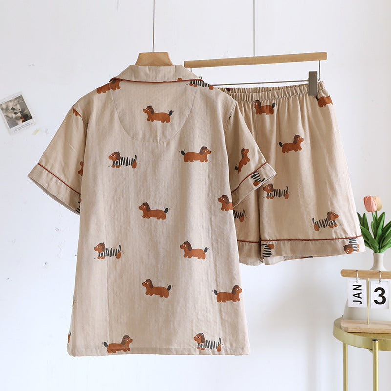 Couples Pajamas Youth Summer Thin Cartoon Short-Sleeve Short-Set