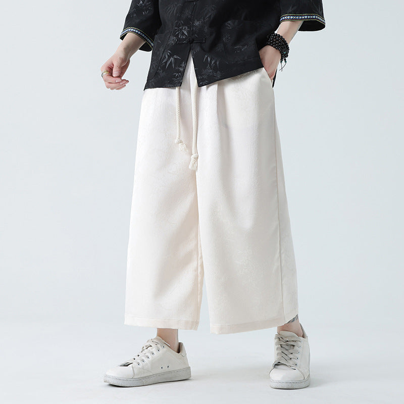 Mens Straight-leg Pants Chinese-style Summer