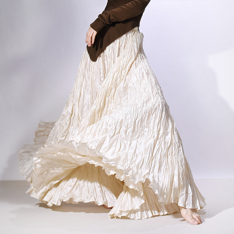 Floor-length Skirt Minimalist And Relaxed With A Flowing Pleated Design