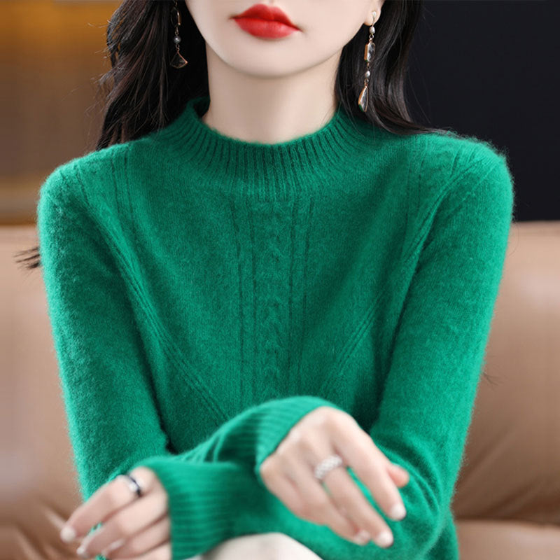 Womens Fashionable Versatile Loose-fitting Mock-neck Sweater
