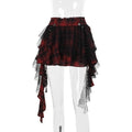 Black Plaid Polka-Dot Mesh Irregular Tutu Skirt