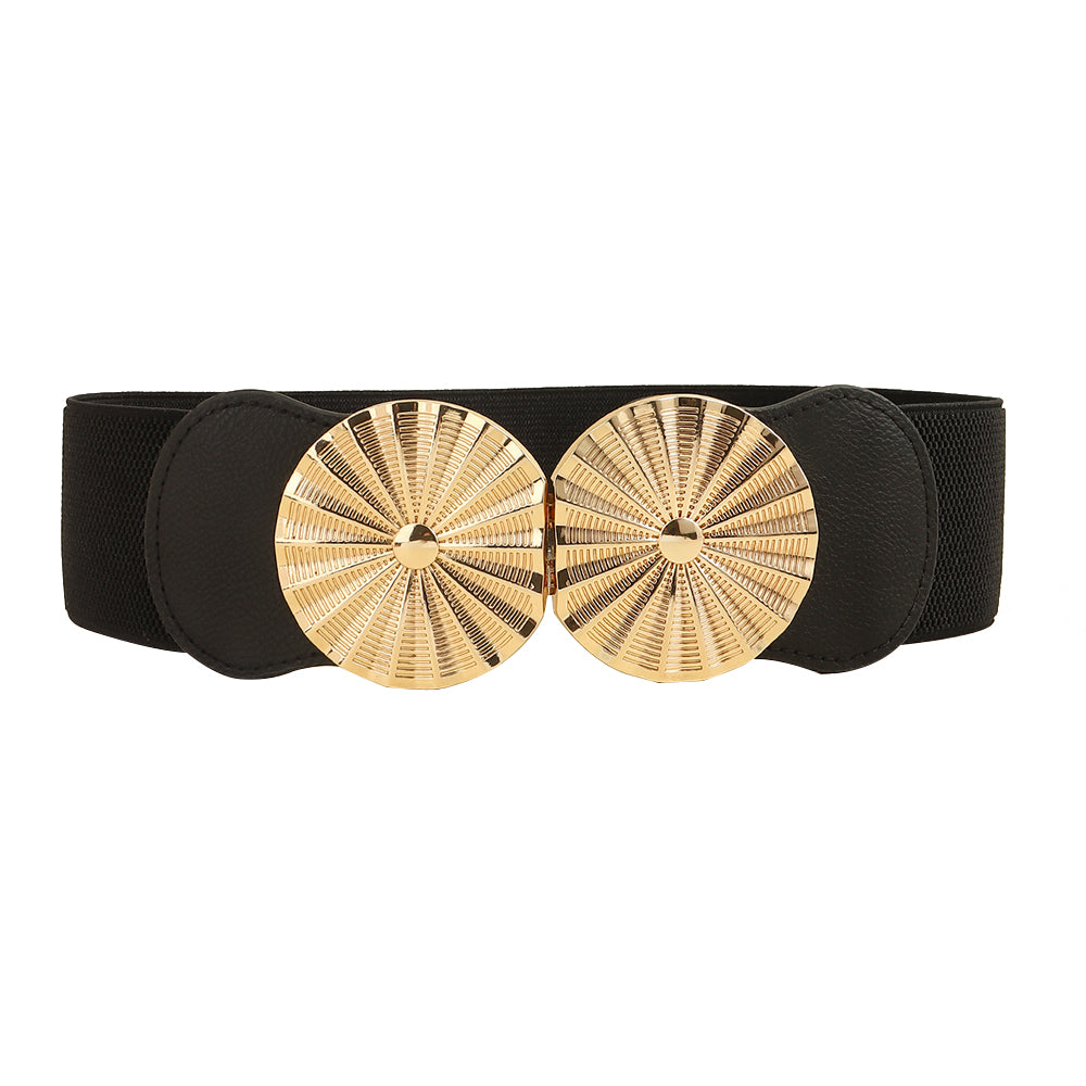 Women's Wide Belt with elastic metal circle detail