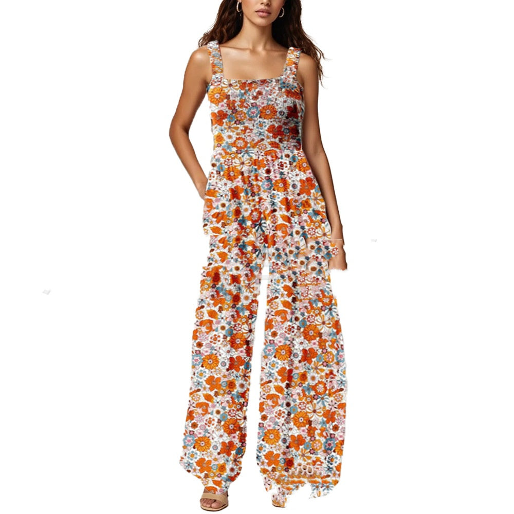 Bohemian Strap Print Jumpsuit