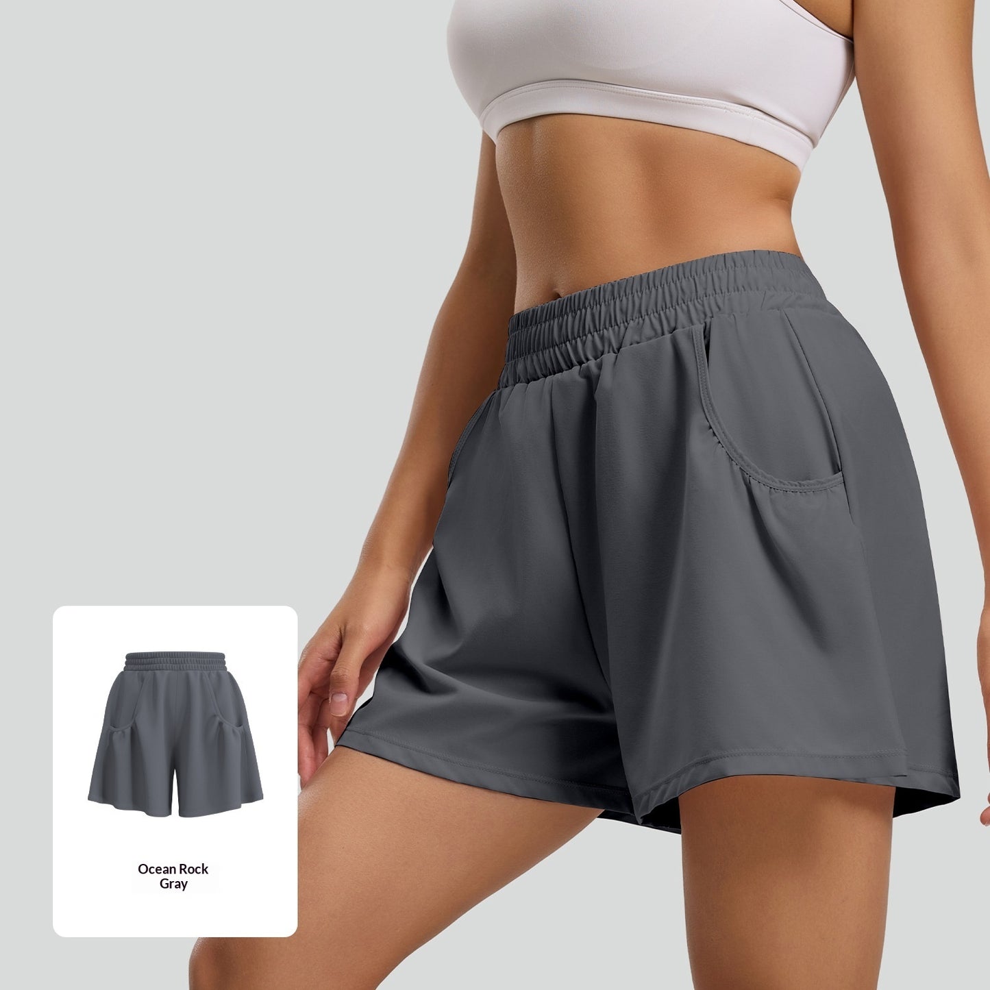 Womens Casual Anti-exposure High-waist Yoga Shorts