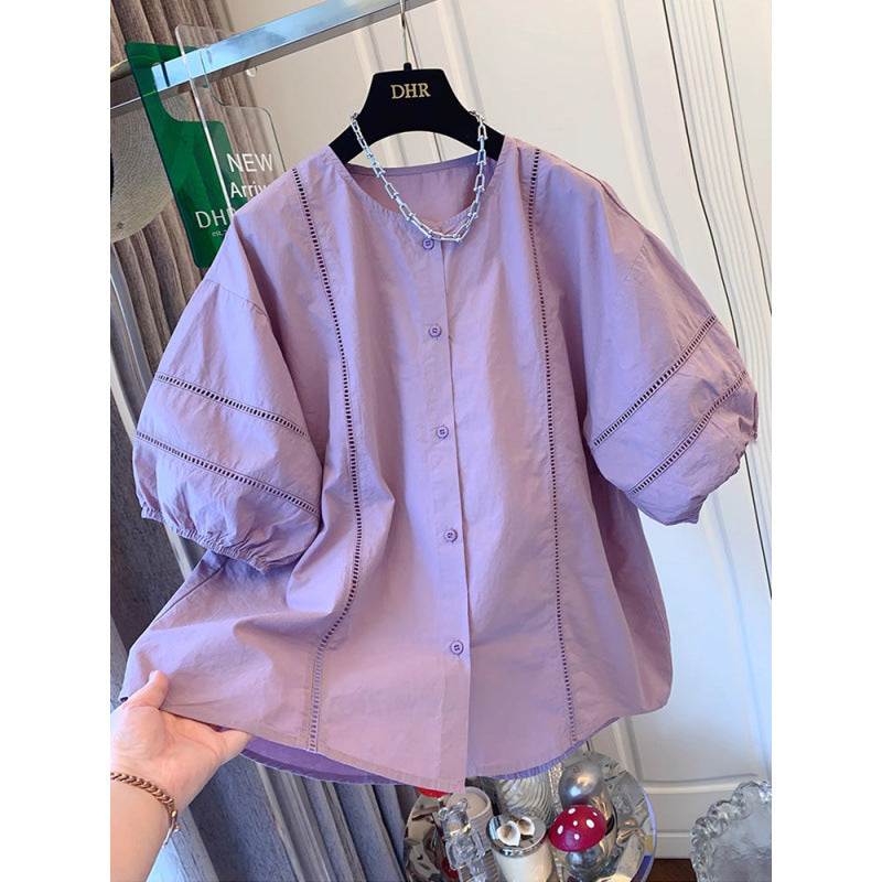 Incredibly Stylish French-style Chic Puff-sleeve Short-sleeve Shirt