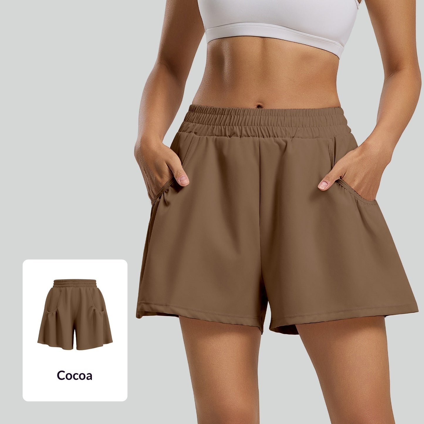 Womens Casual Anti-exposure High-waist Yoga Shorts