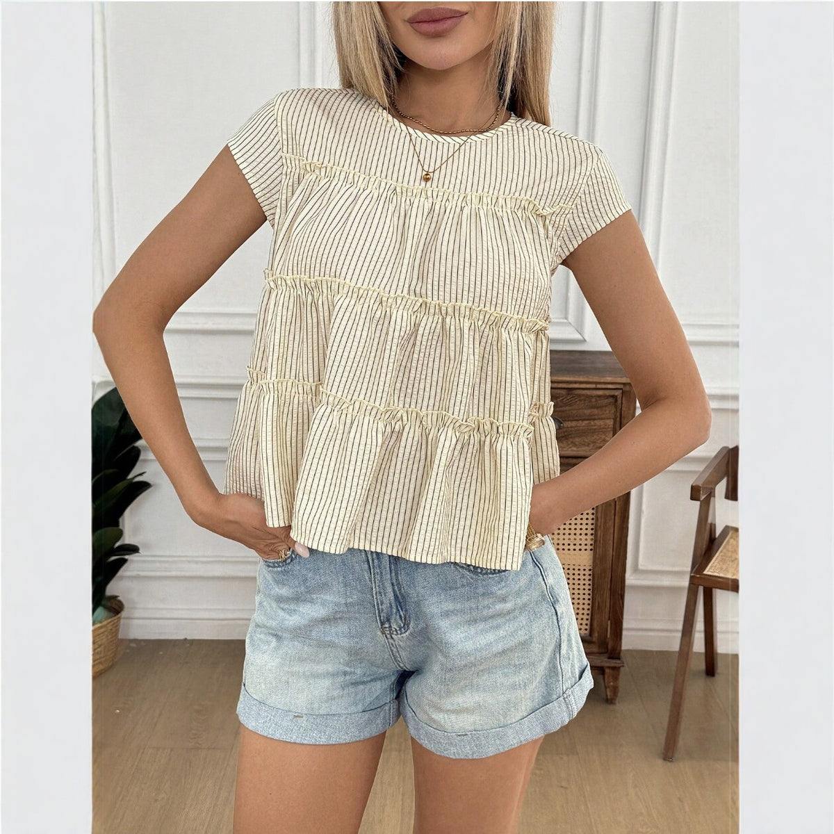 Casual Crew-Neck T-Shirt Fashion Women