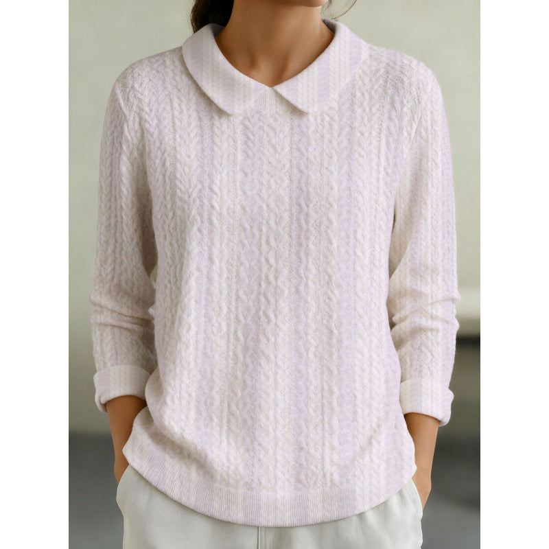 Womens Fashionable Printed Lapel Long-sleeve