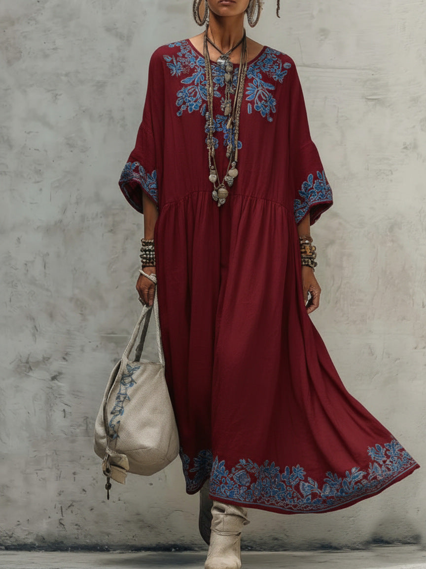 Elegant High-end Round-neck Printed Dress