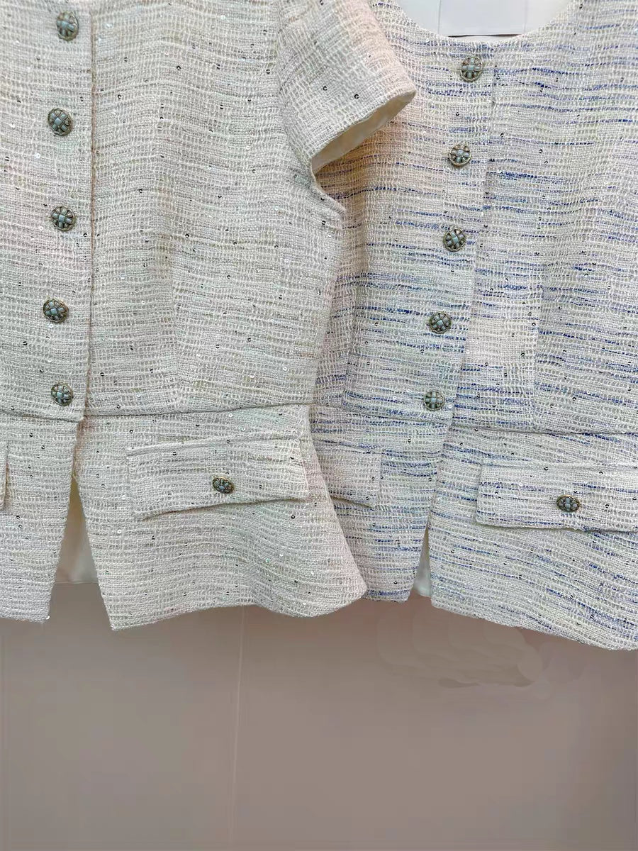 French Retro Woven Short-sleeved Girl
