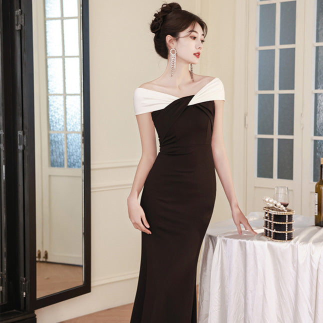 Elegant Off-shoulder Evening Gown With A Feminine Touch
