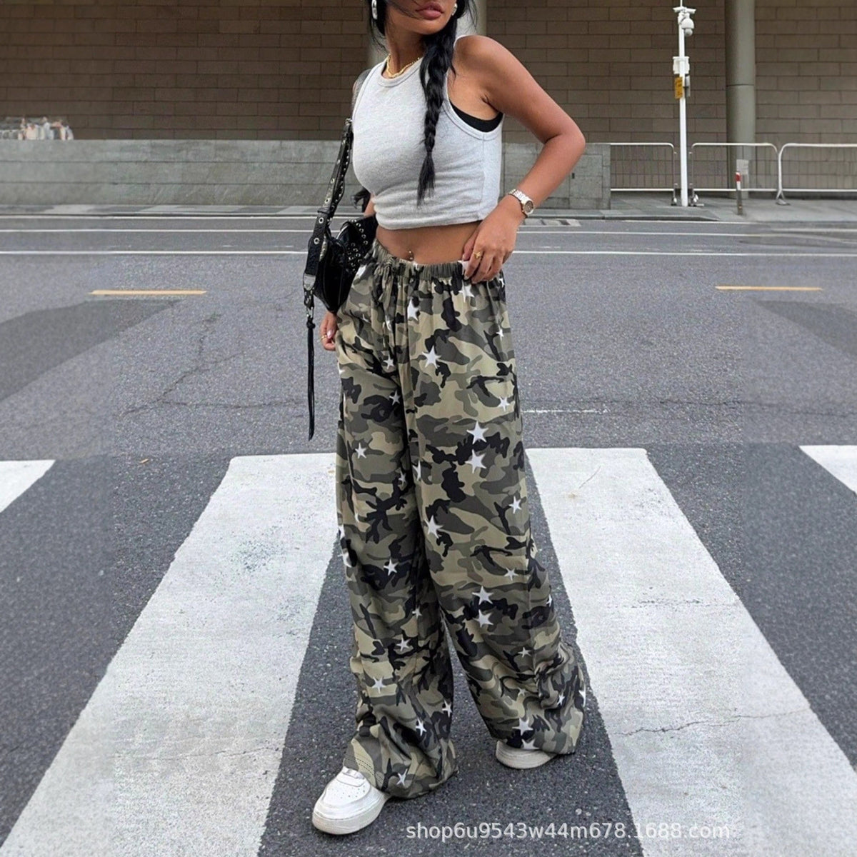 New Camouflage Fashionable Slimming Low-Waist Straight-Leg Pants
