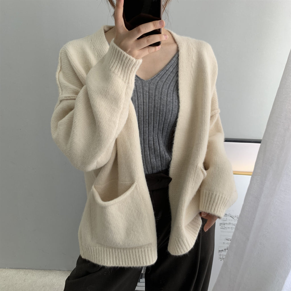 Casual Knitted Cardigan Laid-back Style Womens