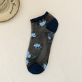 5pairs Spring And Summer New Arrivals Women's Flower Boat Socks Breathable Glass Fiber Boat Socks