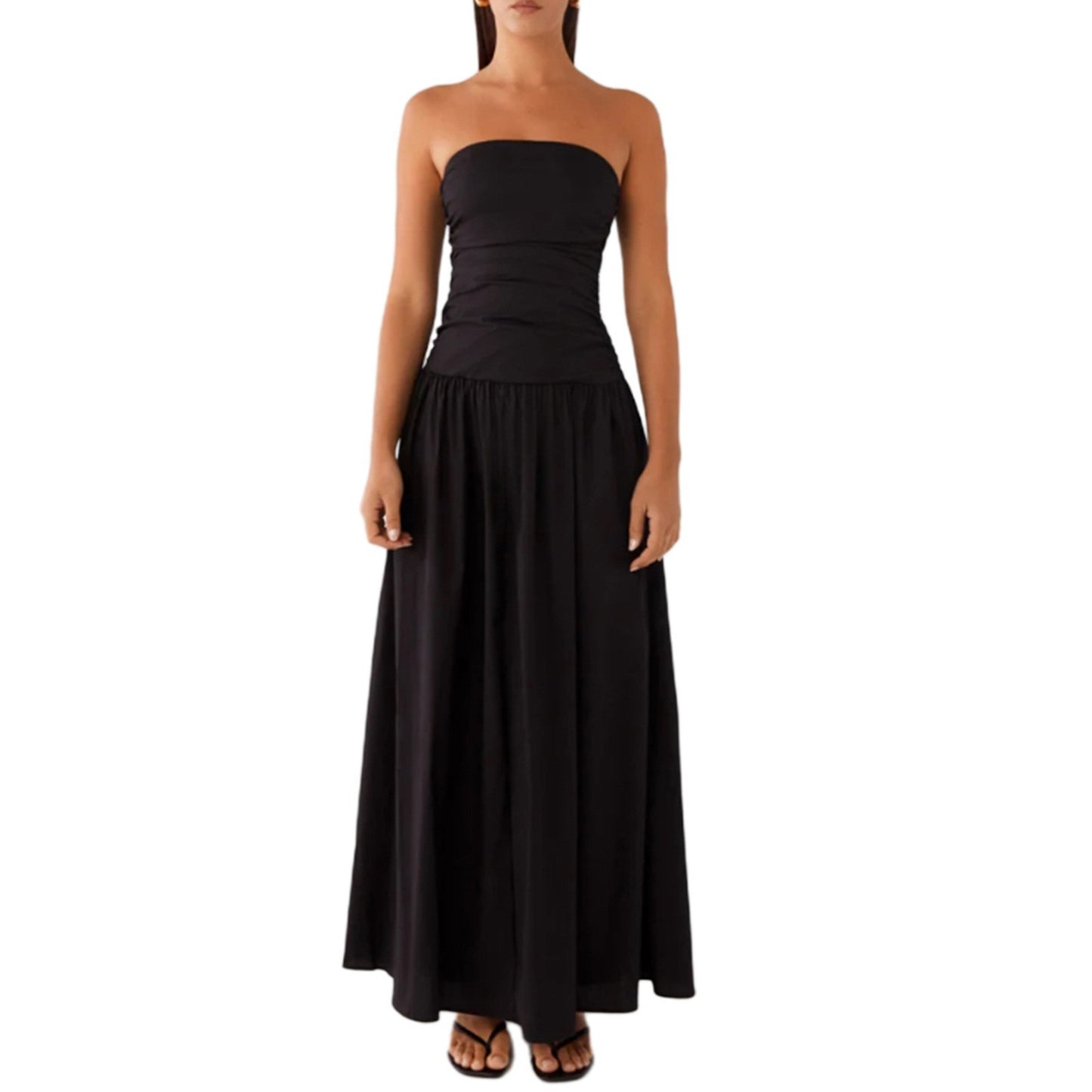 Strapless Pleated Patchwork Evening Dress For Women