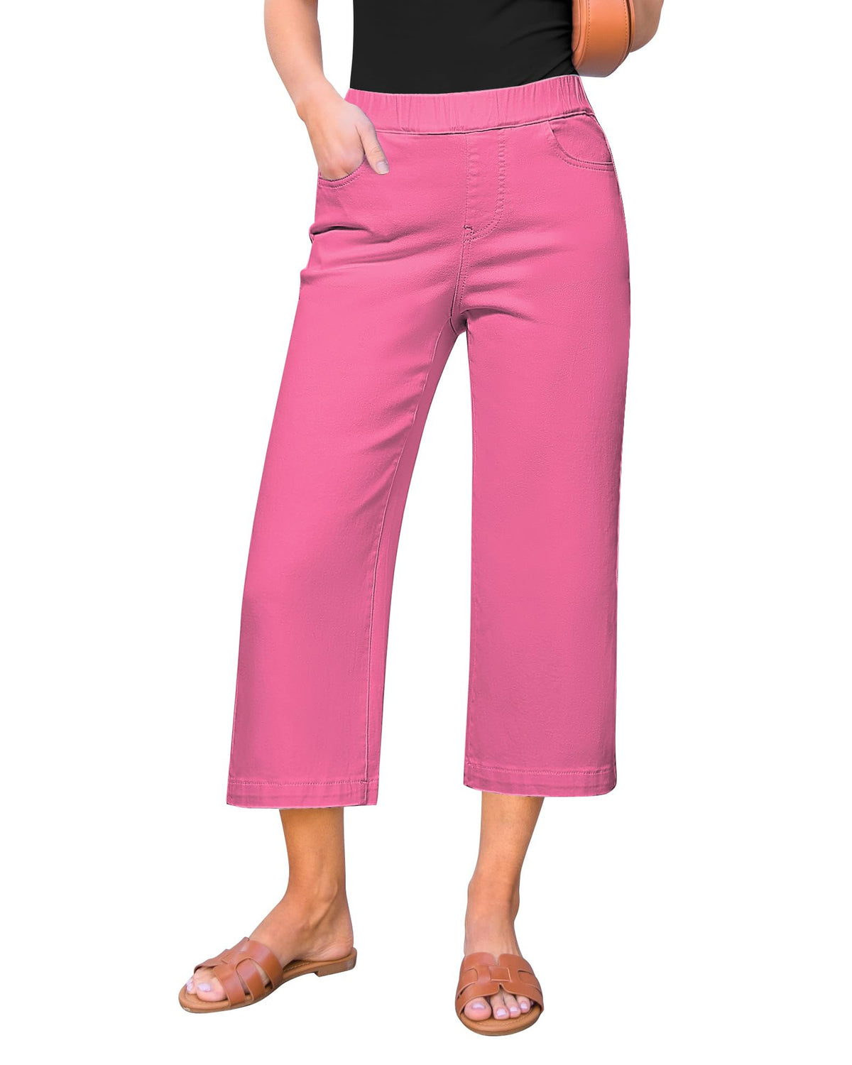 Fashionable Womens High-Waisted Straight-Leg Denim Pants