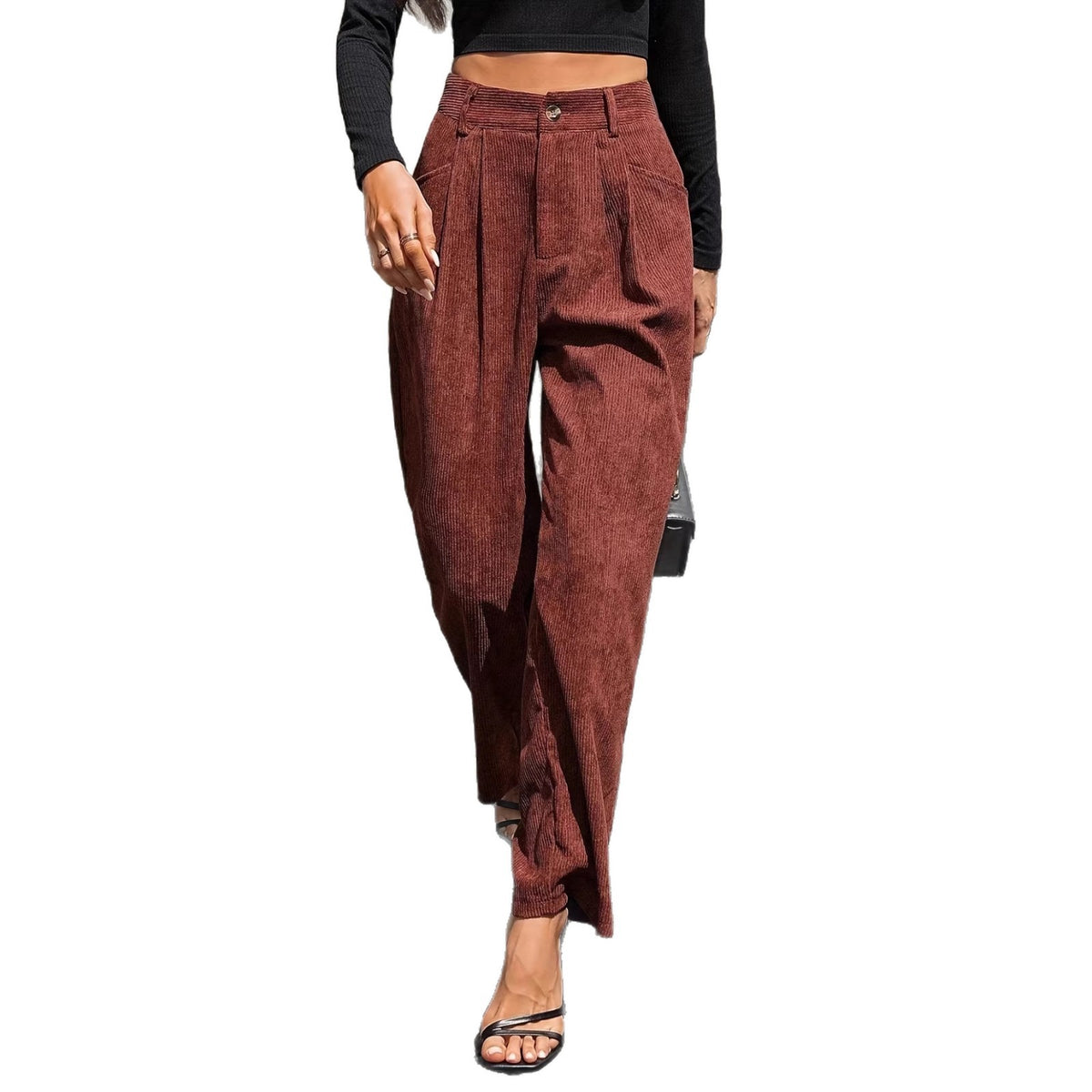 Retro Corduroy Harem Pants Womens AutumnWinter Elastic Waist