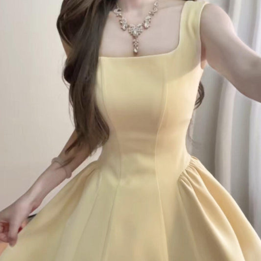Waist-cinched A-line Stunningly Beautiful Strap Dress