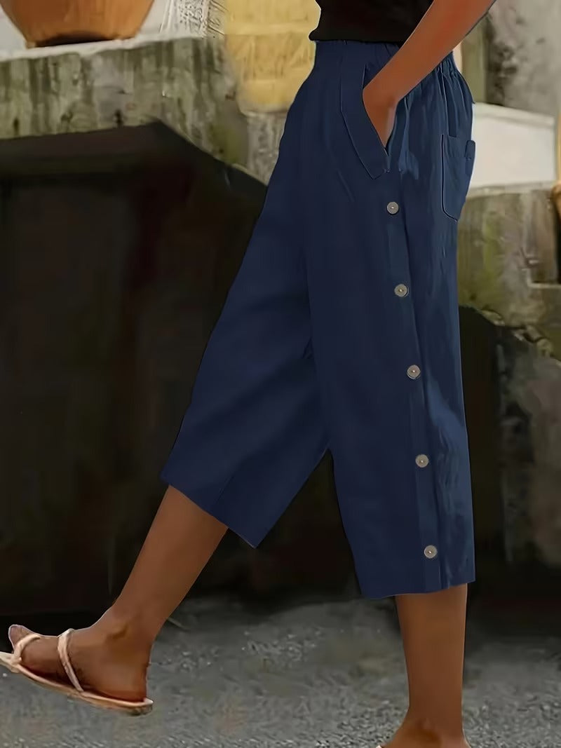 Solid-color High-waist Casual Pants Womens Loose-fitting And Versatile