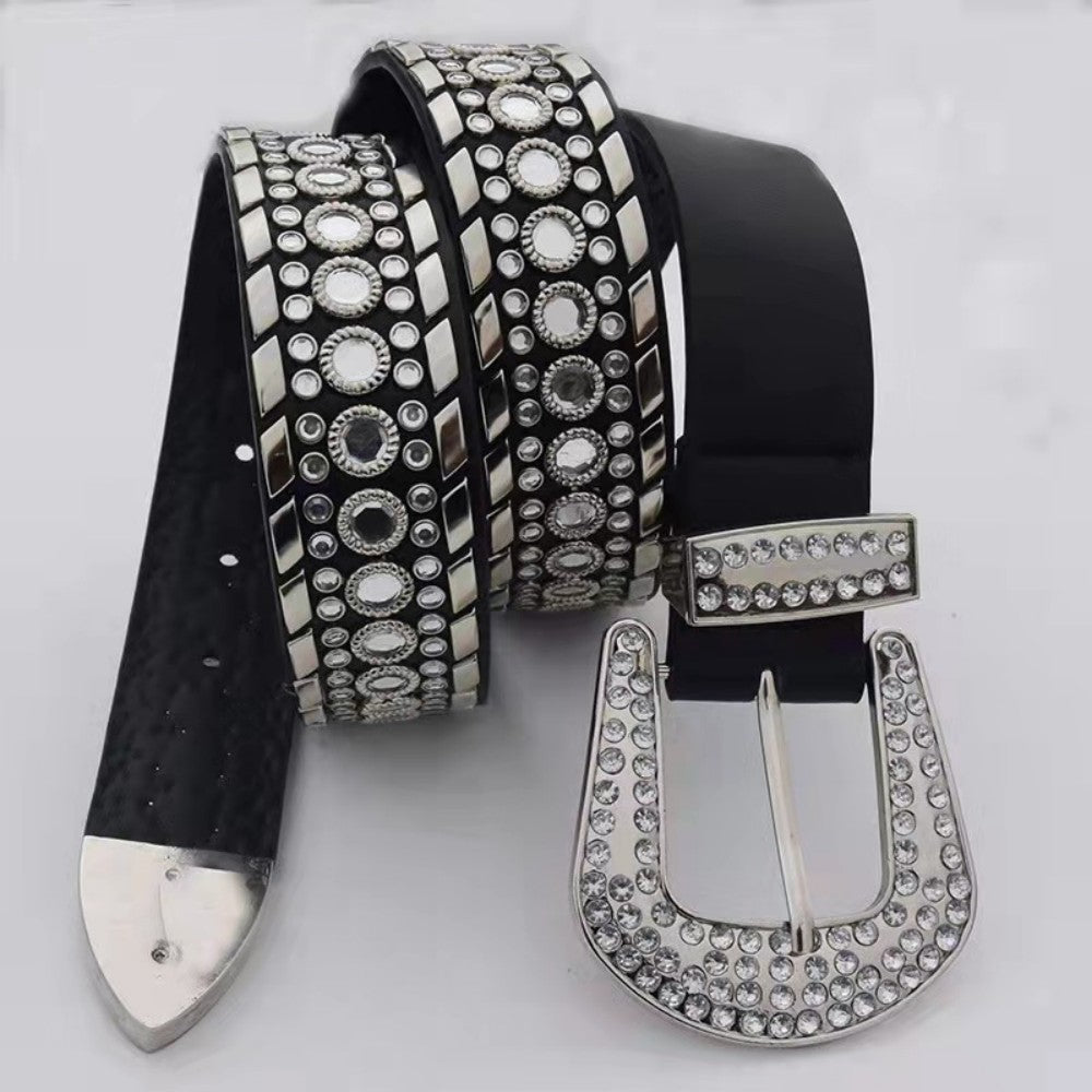 Punk Style Slim Jeans with metal decoration