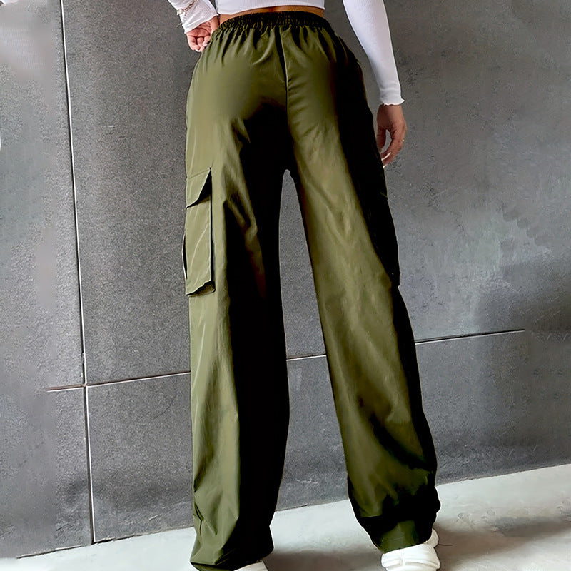 High-waisted Straight-leg Wide-leg Casual Workwear Pants