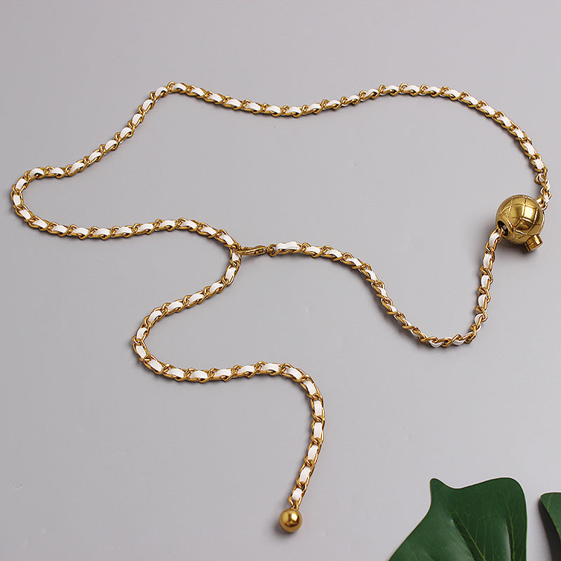 Small Golden Ball Waist Chain – Adjustable Retro Belt