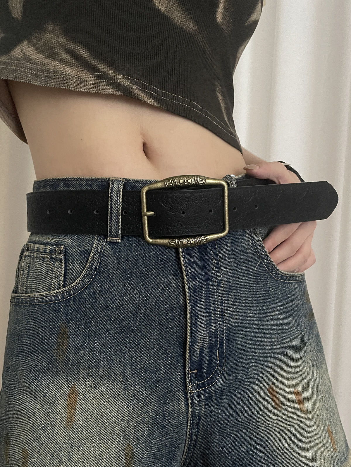 Distressed Ethnic Style Belt – versatile Y2K fashion accessory  SKU: Add a unique SKU for each variant.