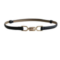 A Pair Of Buckles Belt Womens Fine Decoration Dress Matching in black with gold alloy buckles.