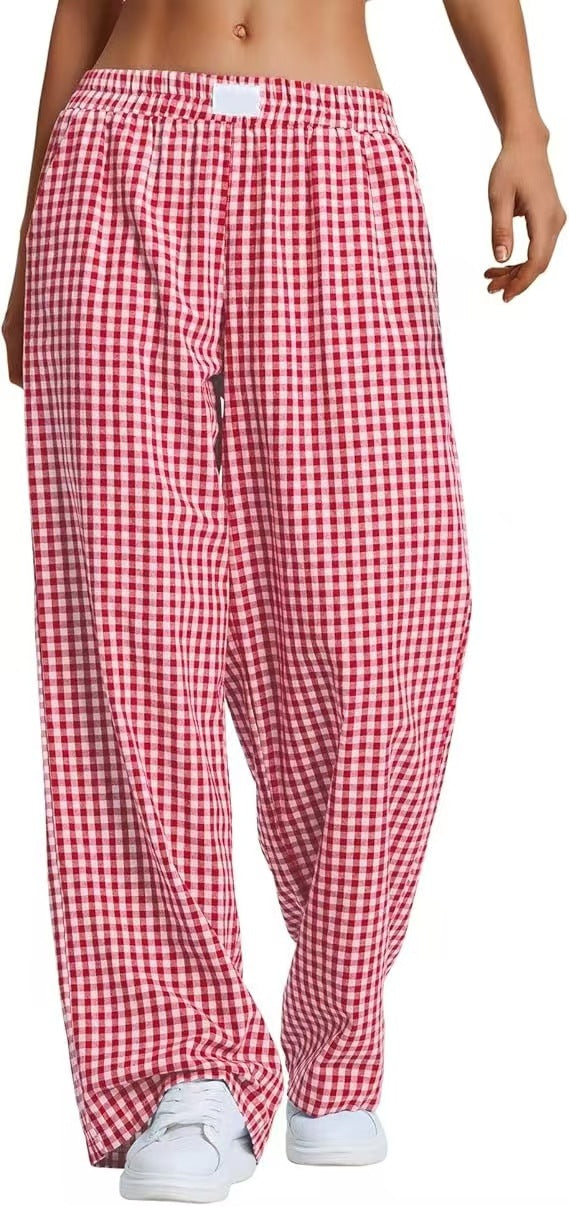 Plaid Casual Fashionable Lounge With Pockets Long Pants