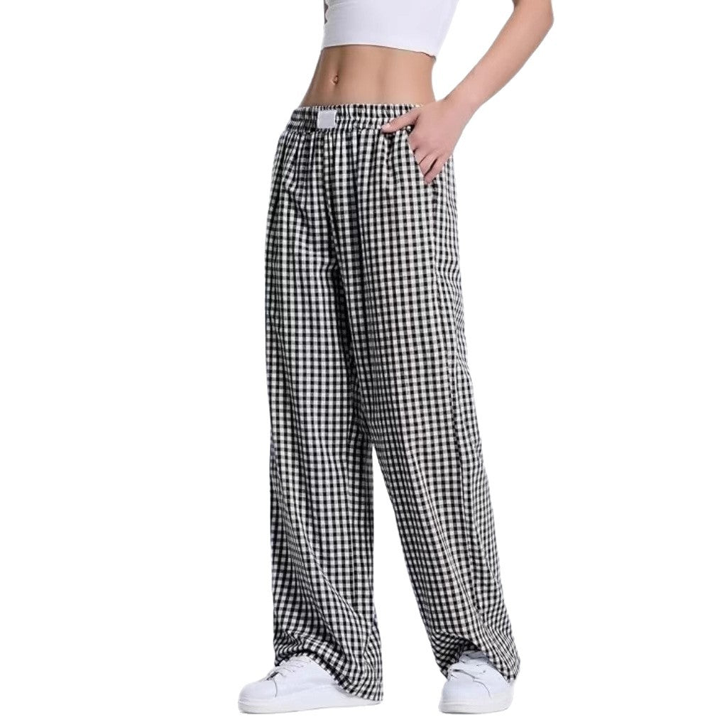 Plaid Casual Fashionable Lounge With Pockets Long Pants
