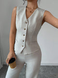 Commuter Sleeveless Vest Set Two-Piece Suit
