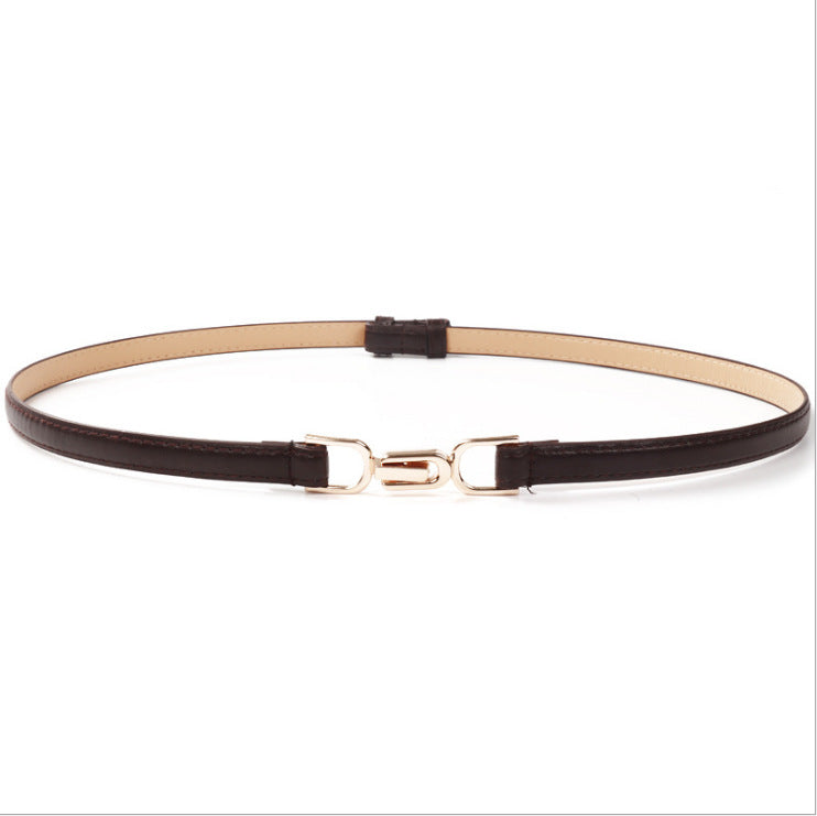 A Pair Of Buckles Belt Womens Fine Decoration Dress Matching in black with alloy buckles, perfect for versatile styles.